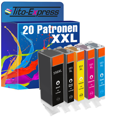 20 Patronen XXL für Canon Pixma IP 7240 IP 7250 IP 8720 PGI-550 XL CLI-551 XL