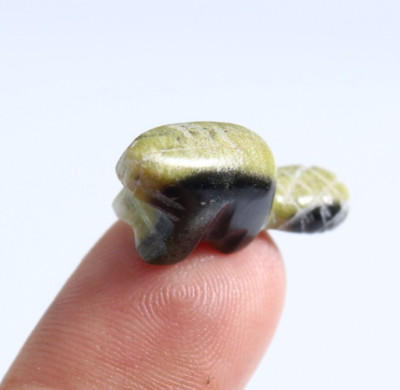 Vintage MIniature 1'' Stone Beaver Fetish Hand Carved Green Black
