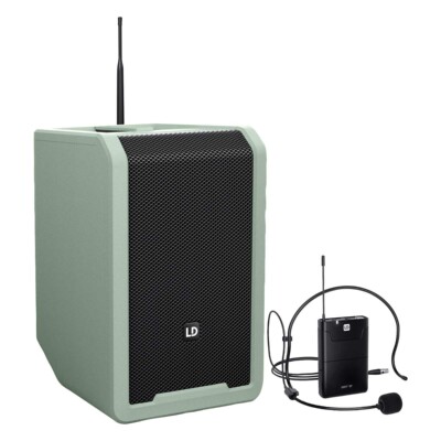 LD Systems ANNY 8'' Portable PA DJ Gig Speaker with Headset Adventure Green