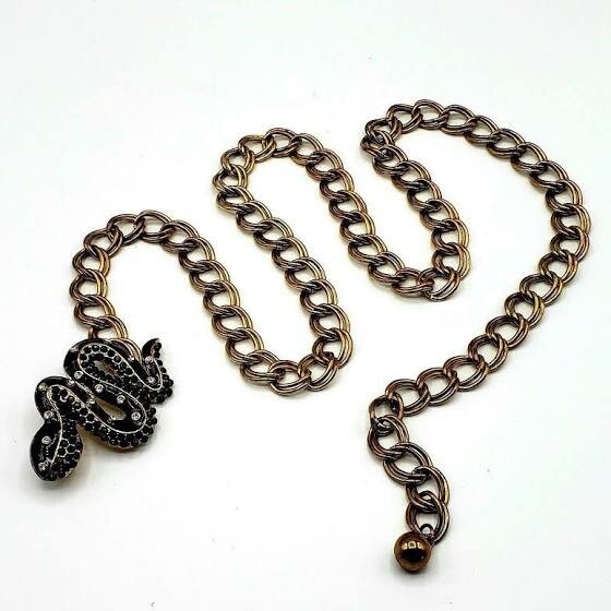 Kenneth Jay Lane Chain Belt with Enameled Snake R… - image 3