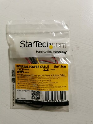 Startech Lüfter Adapter Tx3 auf 2X LP4 Power Y Splitter Kabel 4 Pin Intern Strom
