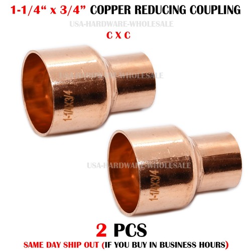2 PCS 1-3/4" x 3/4" Copper Reducer Coupling Pipe Fitting CxC Certified Lead Free