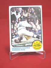 Hendrick Scores Winning Run 1973 TOPPS Baseball Card #201 VG