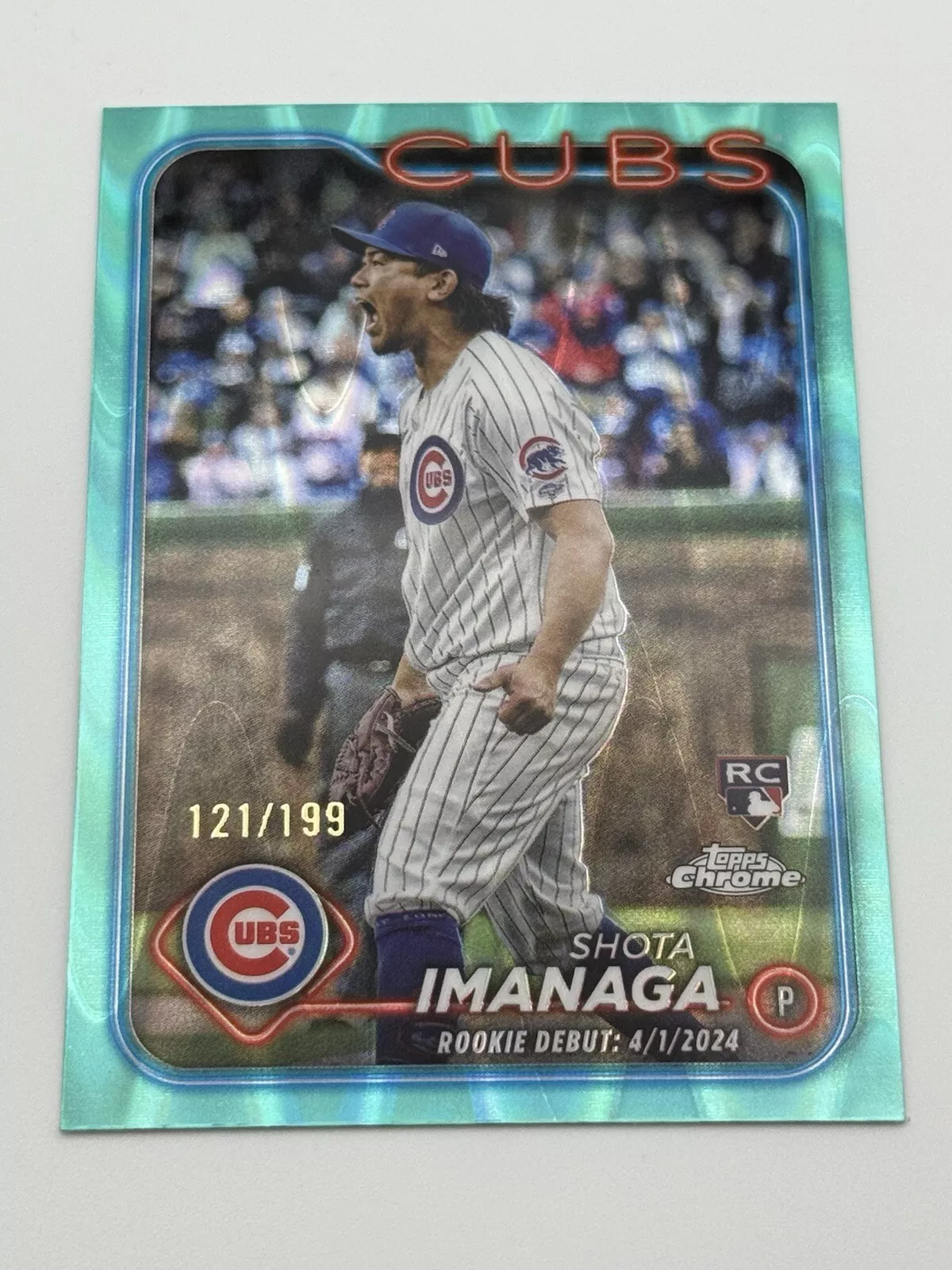 2024 SHOTA IMANAGA TOPPS CHROME UPDATE AQUA RAYWAVE /199 ROOKIE DEBUT RC CUBS