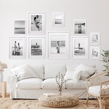 White Modern Picture Photo Frames with White Mount Wooden Wall Mounted Frames