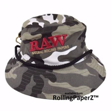 New! RAW Rolling Papers SMOKER MANS CAMOUFLAGE BUCKET HAT MEDIUM 1 1/4 size