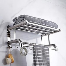 Towel Rack Bathroom Hotel Rail Holder Stainless Steel Wall Mounted Storage Shelf
