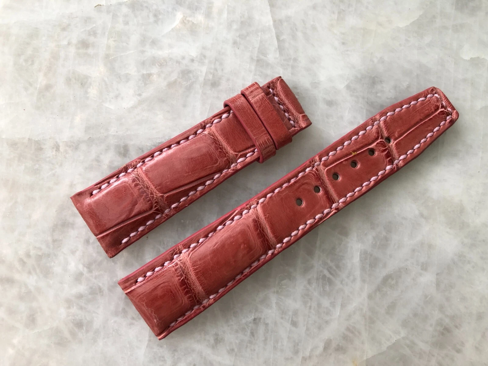 21mm/18mm Pink Alligator Crocodile Embossed Leather Watch Strap Band