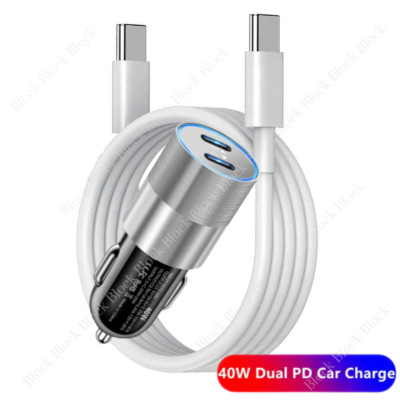For iPhone 15 16 ProMax Plus iPad Samsung 40W USB-C Fast Charger PD Type-C Cable
