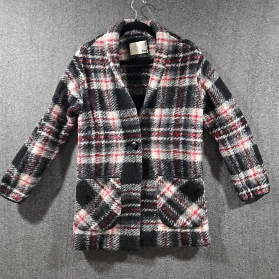 Wilfred Free Aritzia Off Duty Plaid Jacket Red Black Coat Women's