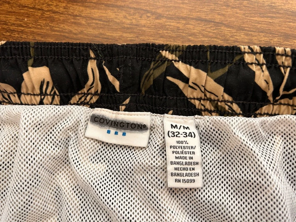 Baús de banho Covington tamanho M 32 34 malha forrada 1 bolso cintura elástica tropical - Imagem 4 de 4