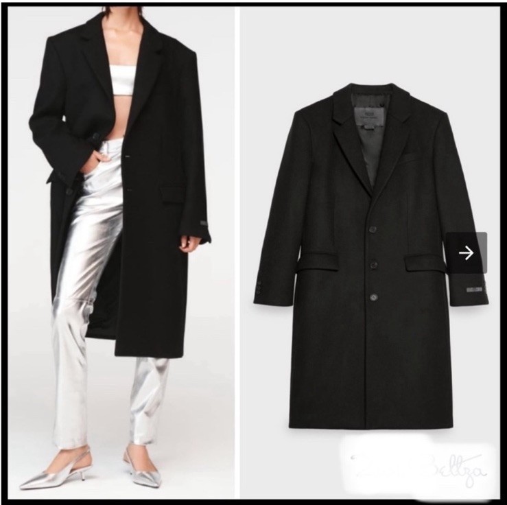Zara Black Oversized Menswear Style Coat Jacket STEVEN Zara Black Oversized Menswear Style Coat Jacket STEVEN