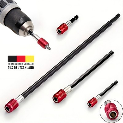 1x Magnet Bithalter Schnellwechsel Verriegelung 1/4'' Sechskant Verlängerung rot