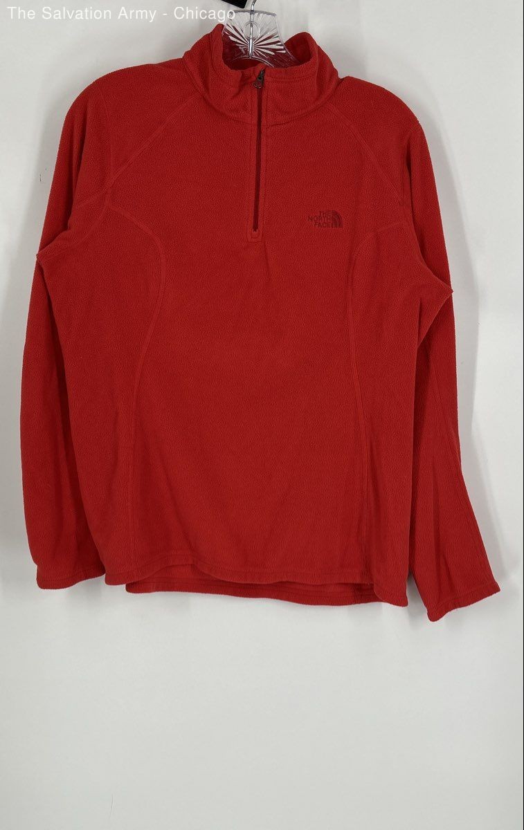 The North Face Womens Red Long Sleeve 1/4 Zip Pullover Jacket Size Large