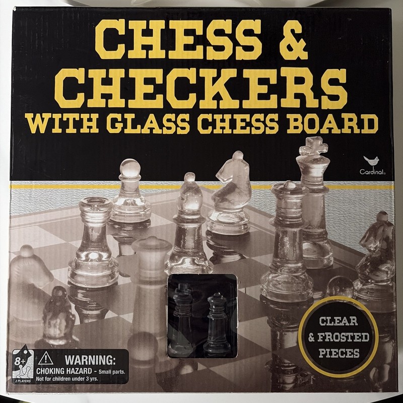 Classic Glass Chess Set Deluxe Checkers Game Strategy Board Frosted Pieces