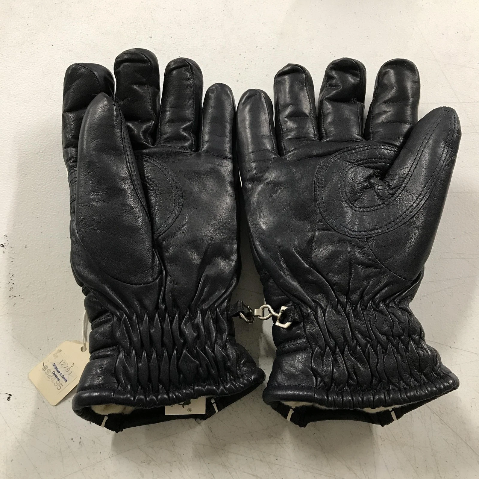 Vintage Zero Gloves Mens Small Black Leather Ski Thinsulate Zip Cuff Insulated