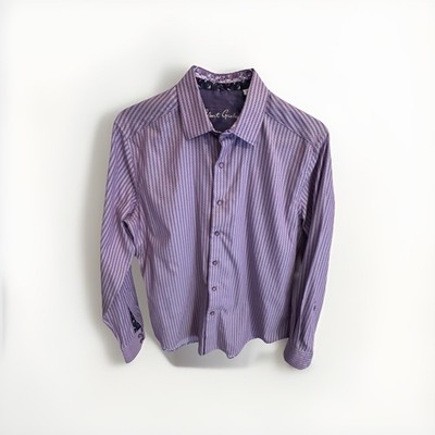 Robert Graham Classic Fit Purple Stripe Cotton Button Up Size M Shirt