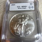2023 American Silver Eagle Graded MS69+ by ICG - Beautiful 1oz .999 Fine Silver
