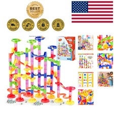 Creative 130-Piece Marble Run Set with Colorful Glass Marbles for Kids' Play
