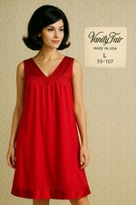 Vanity Fair Vintage Nightgown Red 1960s Large
