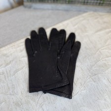 Vintage pair of black kidskin thin lightweight gloves. Size 7 1/2. West Germany