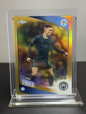 Phil Foden 2025 Topps Chrome UEFA CC #103 Gold Refractor /50