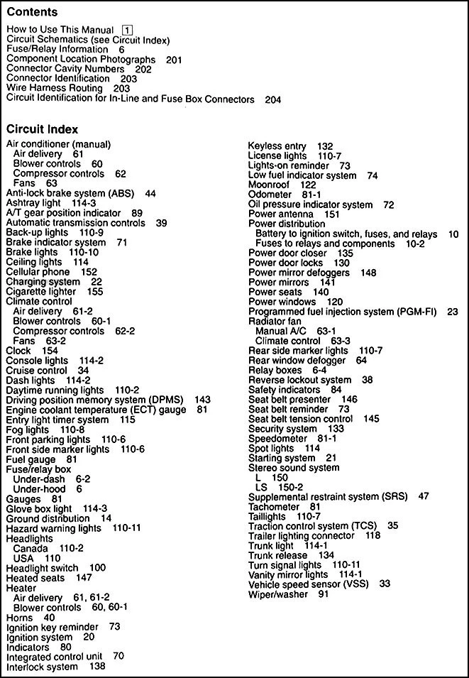 1995 Acura Leggenda Coupe Elettrico IN Manuale Diagramma Cablaggi - Immagine 2 di 2