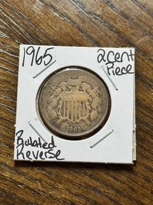 1865 Two Cent Piece Nice Rotated Reverse U.S. 2c Type Coin (Raw18668)