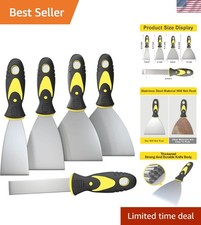 5-Piece Stainless Steel Putty Knife Set, Rust-Resistant & Durable, Comfort Grip