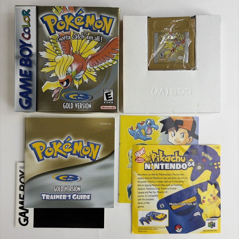 MINTY Pokemon Gold Version Nintendo Game Boy 100% Complete in Box CIB Authentic