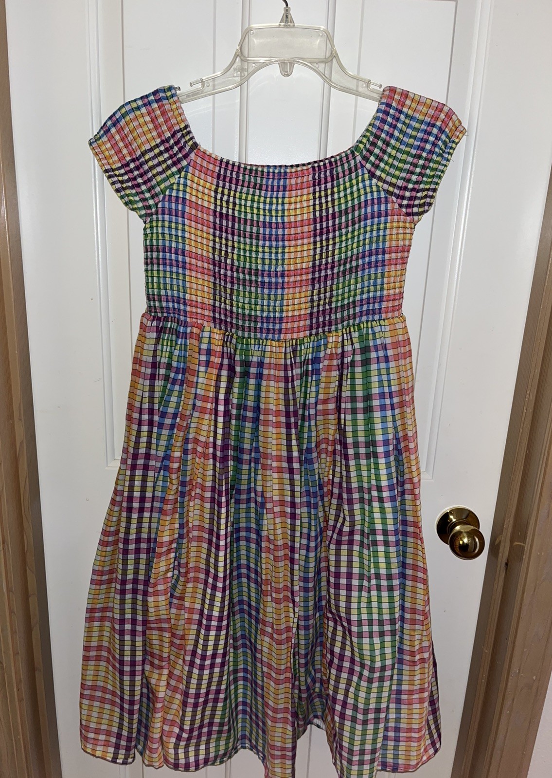 Crewcuts JCREW Girl Size 10 Multi-color Gingham Smocked Dress