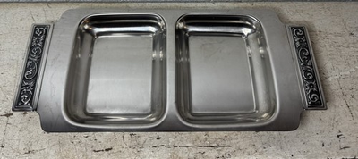 #ad VTG MCM International Decorator Stainless Steel 18 8 Divided Serving Tray Japan $14.95