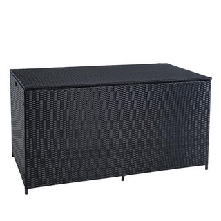 B Ware Auflagenbox Poly Rattan 870 Liter XXL Kissenbox Aufbewahrungsbox Schwarz