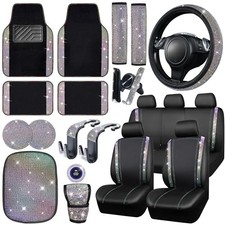 Bling Diamond Car Accessories Set for Women, Leather 23 PCS Multicolor Diamond