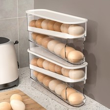 2-Tier Eggs Dispenser Holder Auto-Rolling Refrigerator Egg Storage Organzier Box