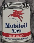 VINTAGE 1947 MOBILOIL AERO CAN PORCELAIN GAS PUMP SIGN MOBIL MOBILGAS 11" X 8"..