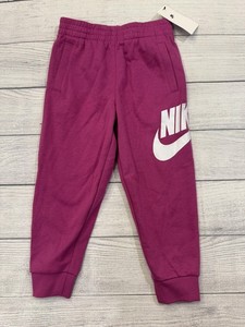 Nike Pants Girls Small 4-5 Yrs Pink Fleece Joggers Sweatpants Swoosh