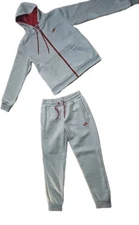 Nike Mens Full Tracksuit Fleece Zip Up Hoodie Joggers Sweatpants Ash Gray L.! 