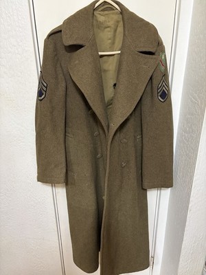 WWII US Army M1939 Wool Overcoat 1942 Dated Melton Greatcoat 38R