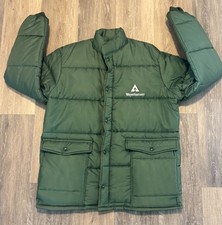 Vintage 70's Weyerhaeuser Logo Holloway Puffer Jacket Green Large USA NOS