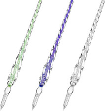 3 Pieces Handmade Glass Dip Pen High Borosilicate Glass Elegant Crystal Pen for