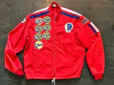 Vtg Pilot Bomber Jacket EAA Cessna Boeing National Airlines Patches Red - Large