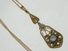 ..Vintage/Antique 12K Gold Filled & Brass, Center Diamond Camphor Glass Necklace — photo 2