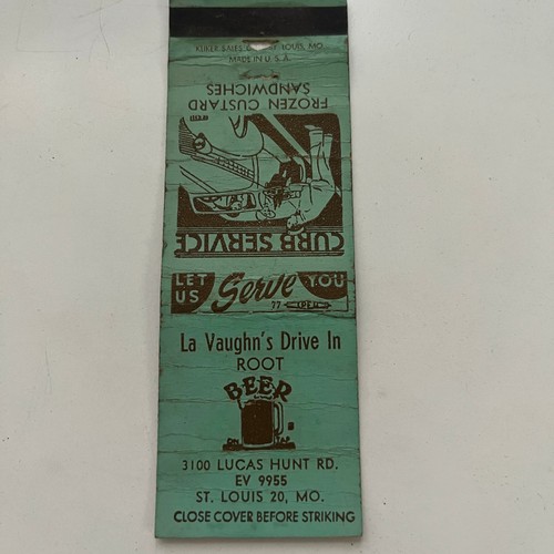 La Vaughn's Drive In Lucas Hunt Rd St Louis MO Vintage Matchbook Cover SMB9-6 - Picture 2 of 2