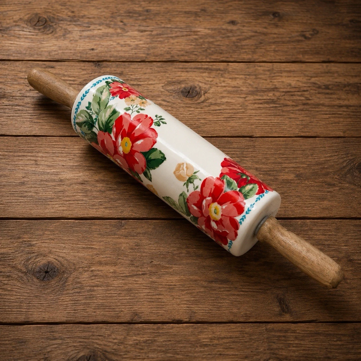 Pioneer Woman Floral Ceramic Rolling Pin Wood Handles Retired Kitchen Baking
Opens in a new window o