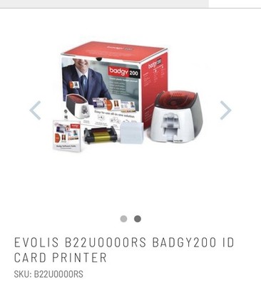 Evolis Badgy200 B22U0000RS ID Card Printer Color 300 dpi Single-Sided USB