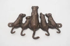Vintage SPI San Pacific Int'l Brass Wall Key Hook Hanger 7.5" Dog Family