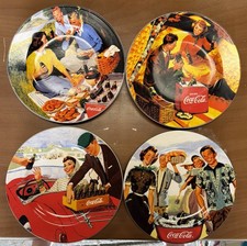 Coca Cola Tailgating Set Of 4 Four Stoneware Salad Dessert Plates By Sakura (B2)