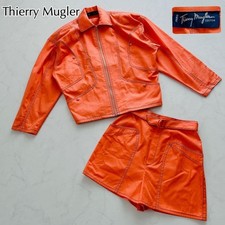 Thierry Mugler Vintage Jacket Shorts Belt Set 80s 90s Orange Structured Design