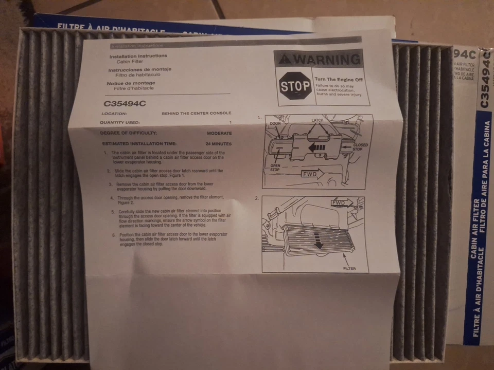 Filtro de aire de cabina de repuesto Purolator apto para Chrysler Town & Country C35494C 00-07 Foto 3 de 3